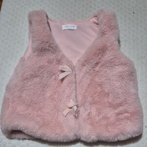 Tahari Baby Pink Faux Fur Vest